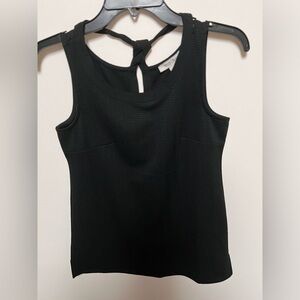 WHITE HOUSE BLACK MARKET. SIZE XXS  BLACK SLEEVELESS CUT OUT BACK TANK